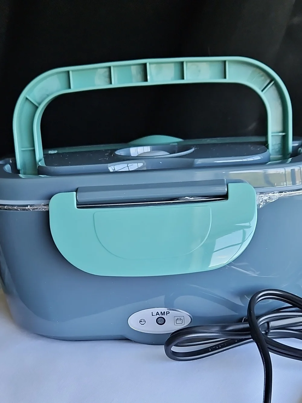 Electric Heated Lunch Box - Teal and Dark Gray Portable Food Warmer